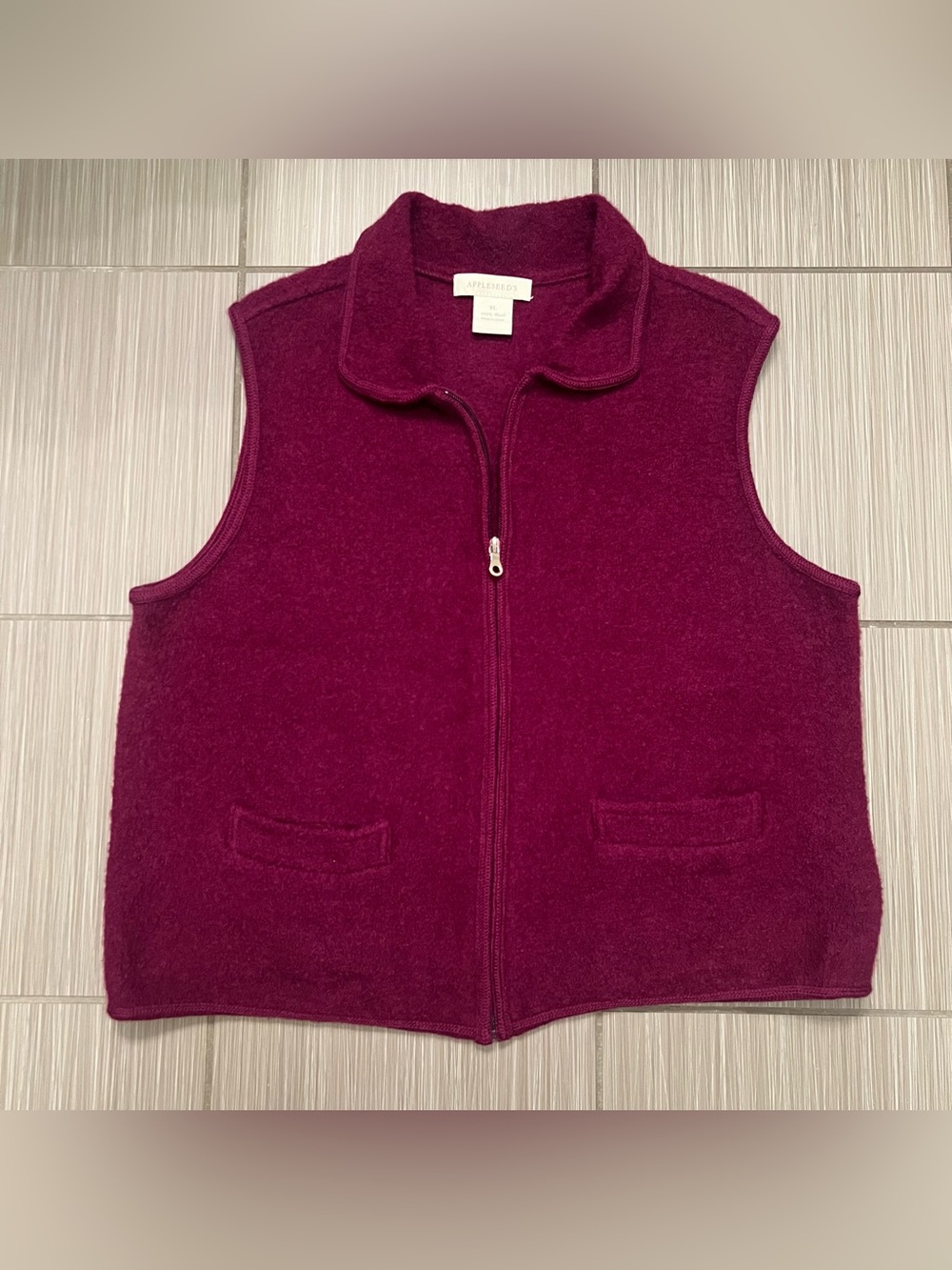 Appleseed's Raspberry Magenta Pink Wool Zip Up Vest XL